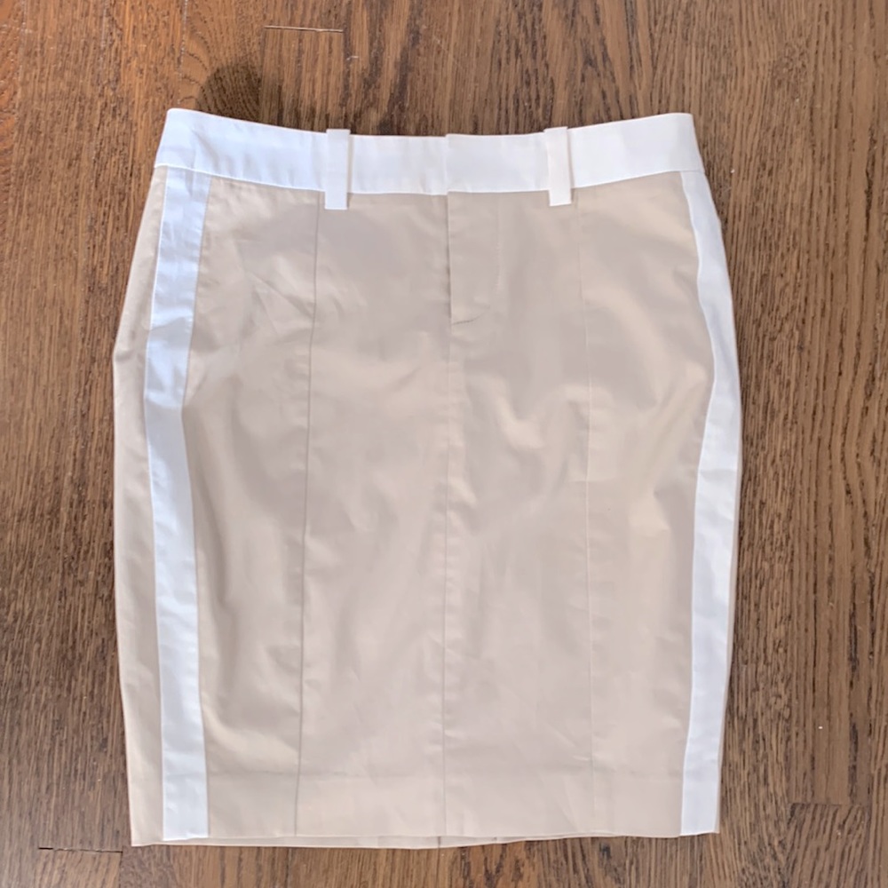 Bebe Tan Pencil Skirt with White Stripe - Size 0